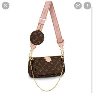 SOLD Louis Vuitton Multi Pouchette Pink Strap Bag
